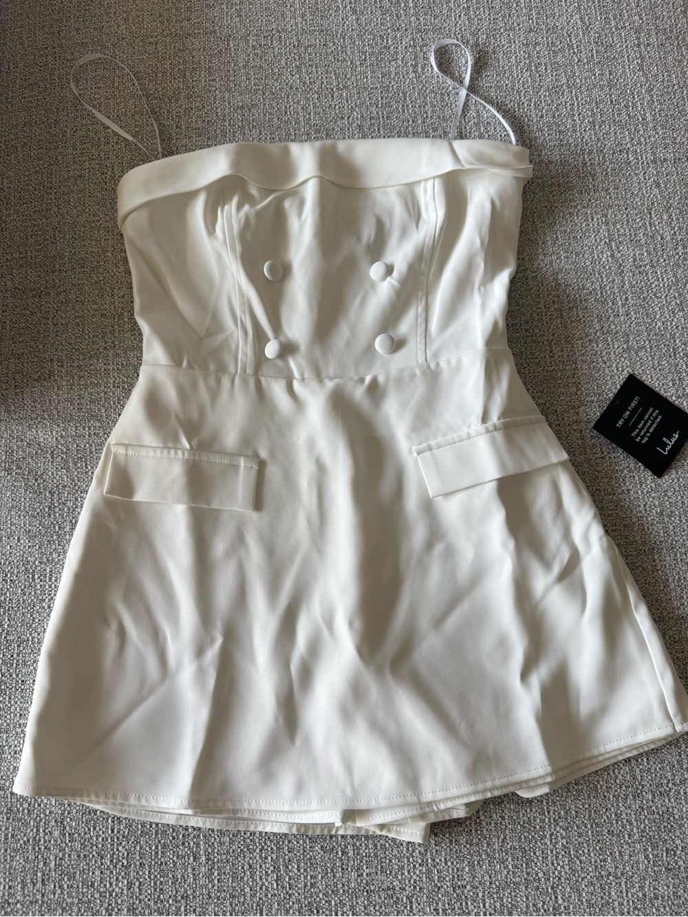 Lulus Luxe Tux Strapless Ivory Tuxedo Romper XS NWT